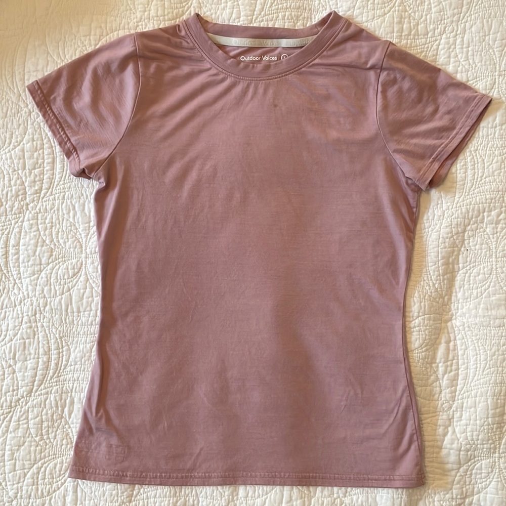 Outdoor Voices pink merino tshirt size S